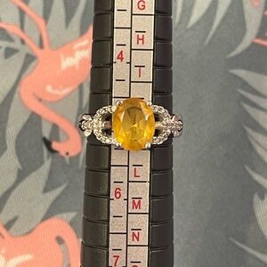 Elegant Yellow Citrine Silver November Birthstone Ring